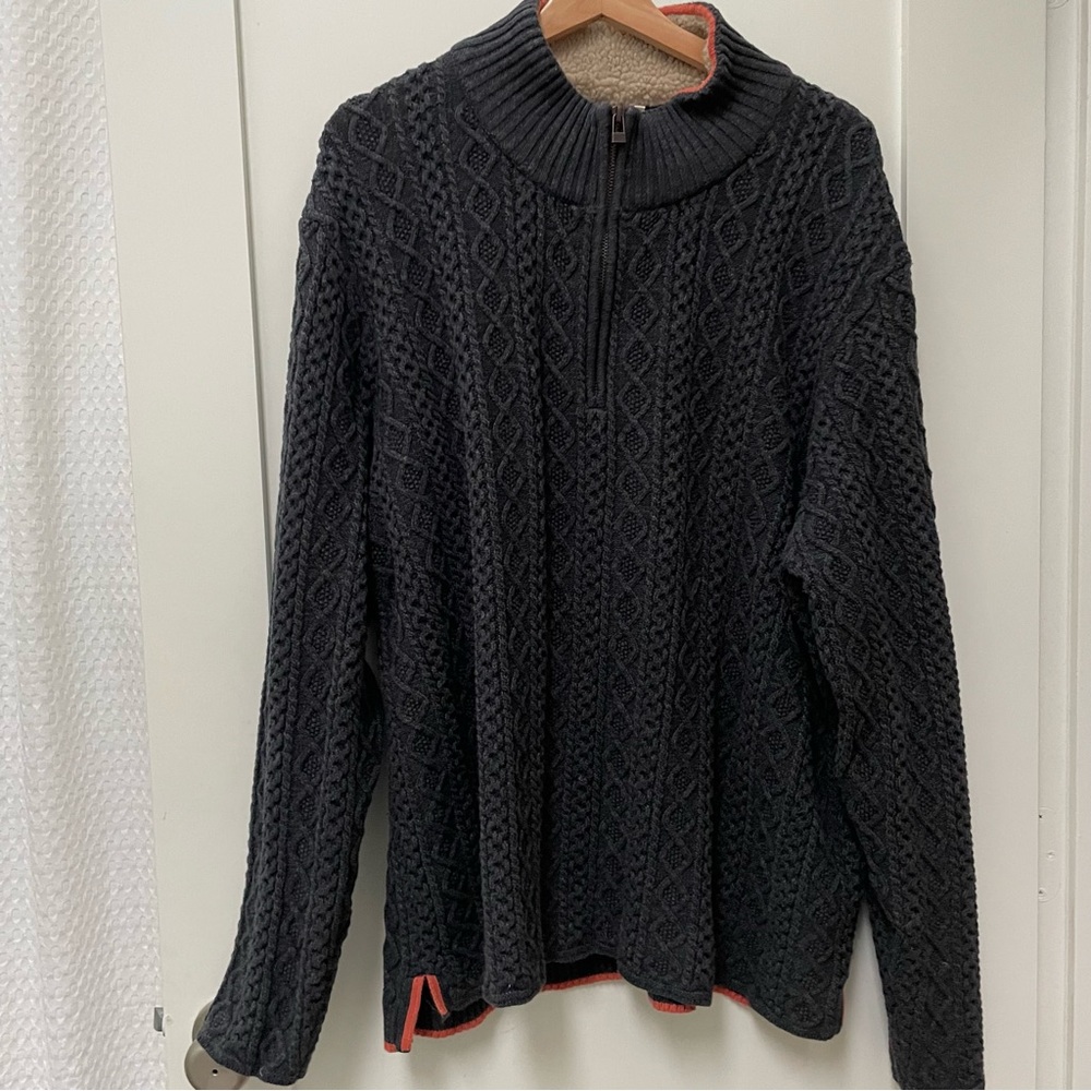 Carbon 2 Cobalt Men's 2XL Greystones Fisherman Cable Knit 1/4 Zip Sweater